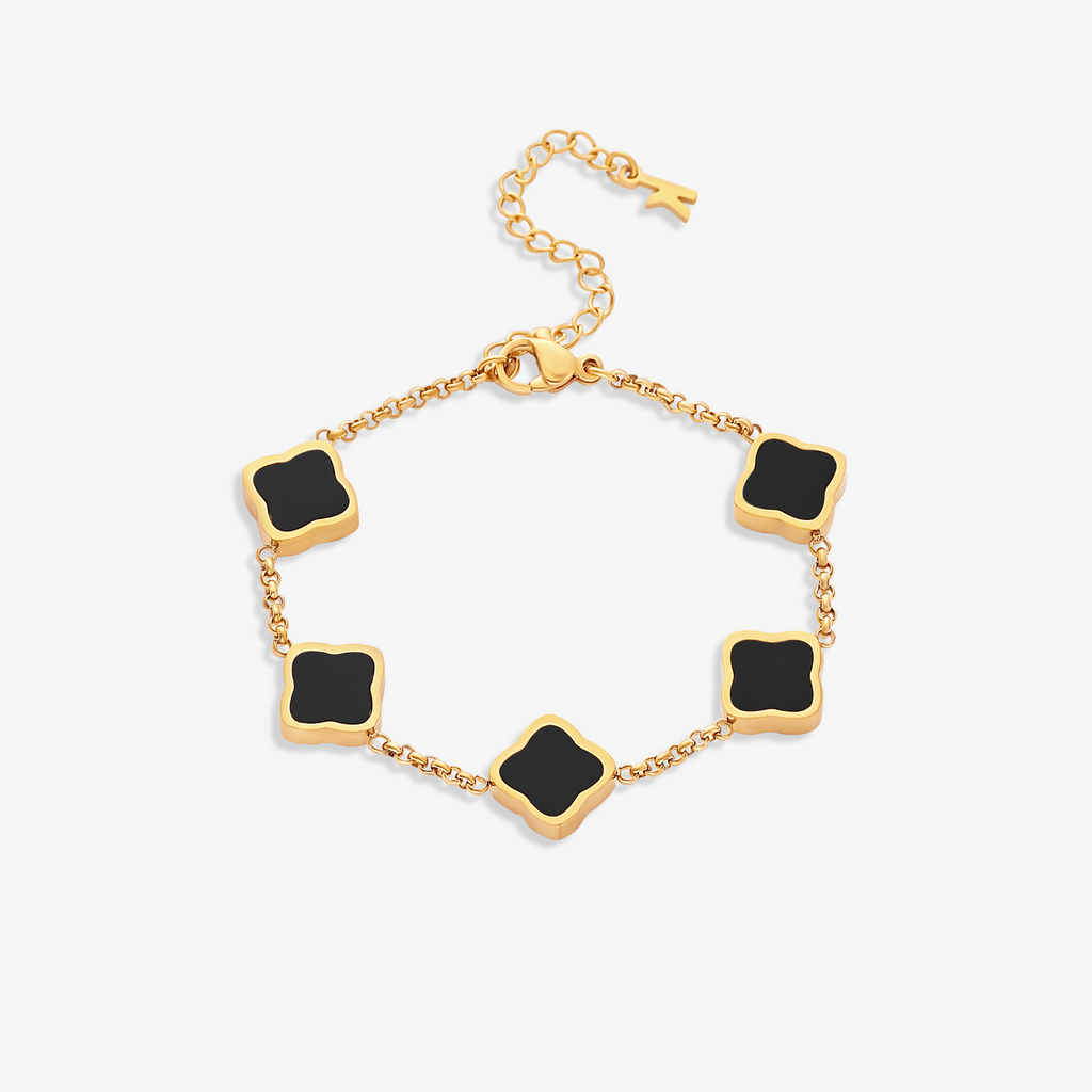 Celine Clover Bracelet - Black-Gold