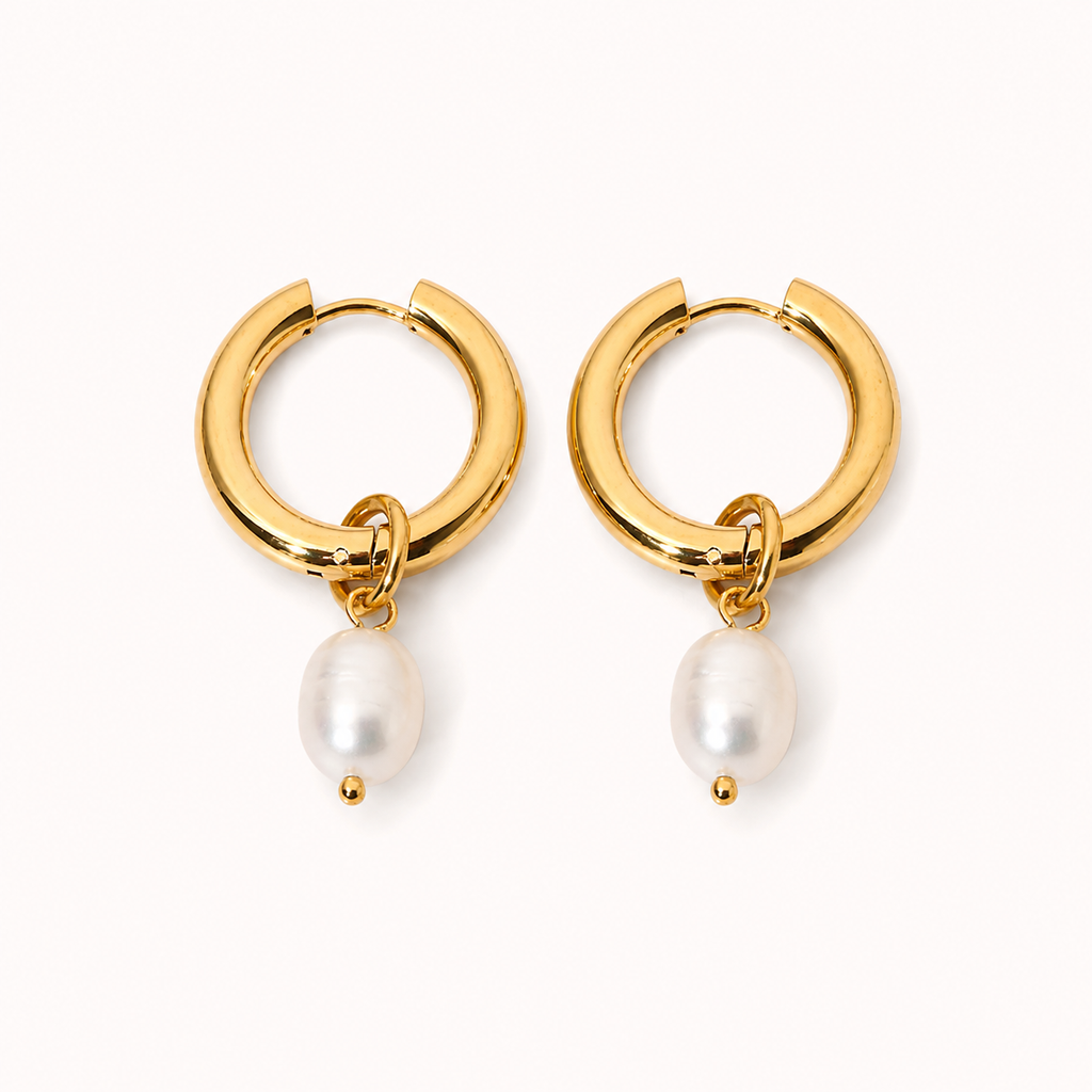 Bethany Pearl Drop Hoop (Kavely)