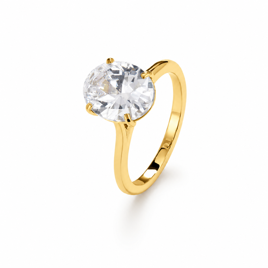 Oval Solitaire Diamond-Inspired Ring 3ct (Kavely)