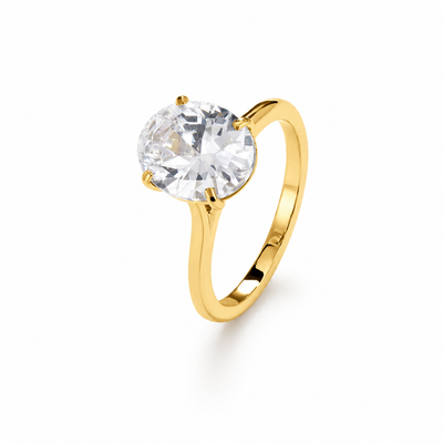 Oval Solitaire Diamond-Inspired Ring 3ct