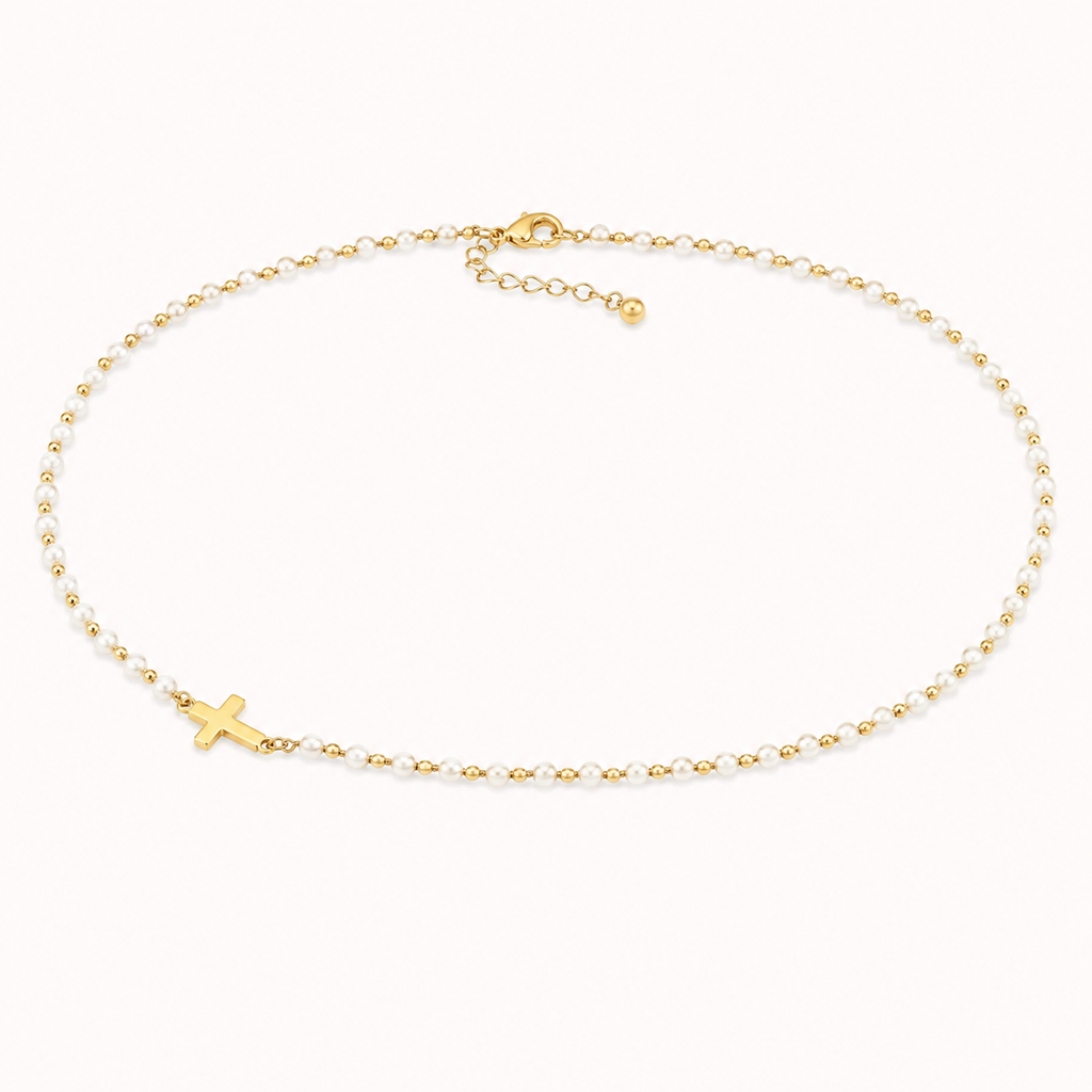 Cross & Pearls Necklace (Kavely)