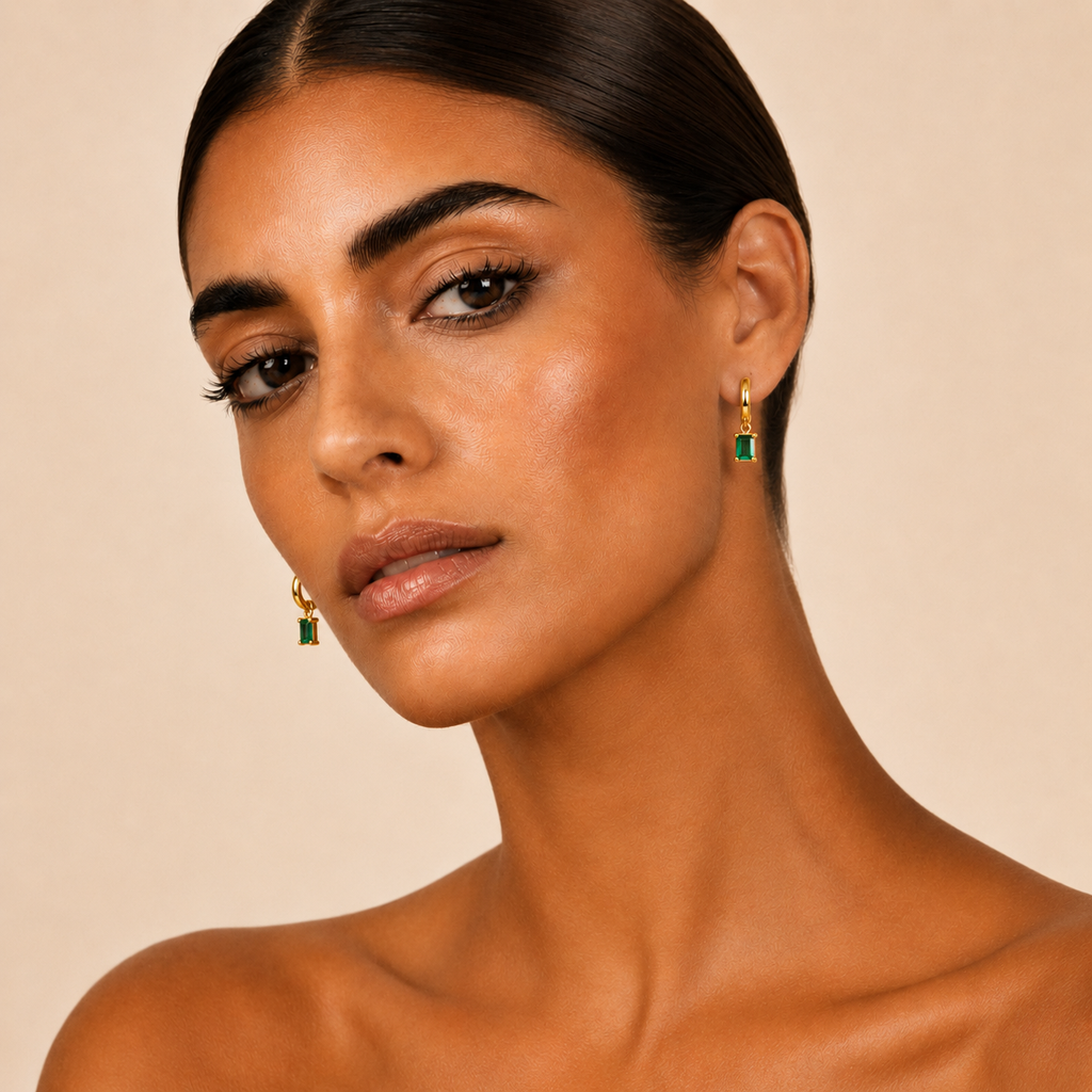 Bella Crystal Huggie Earrings (Kavely)