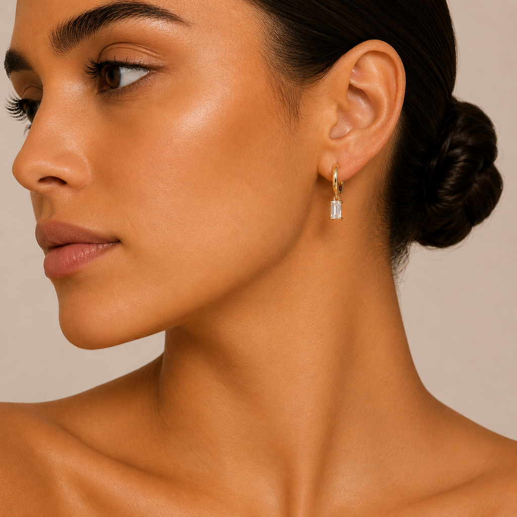 Bella Crystal Huggie Earrings (Kavely)