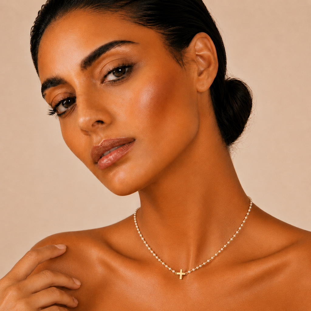 Cross & Pearls Necklace (Kavely)