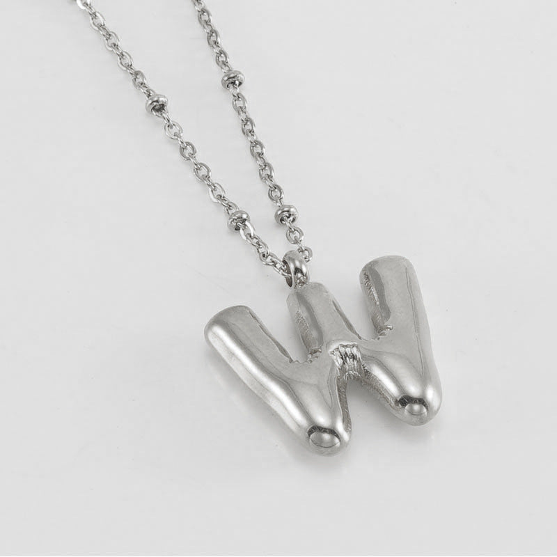 Bubble Letter Initial Necklace
