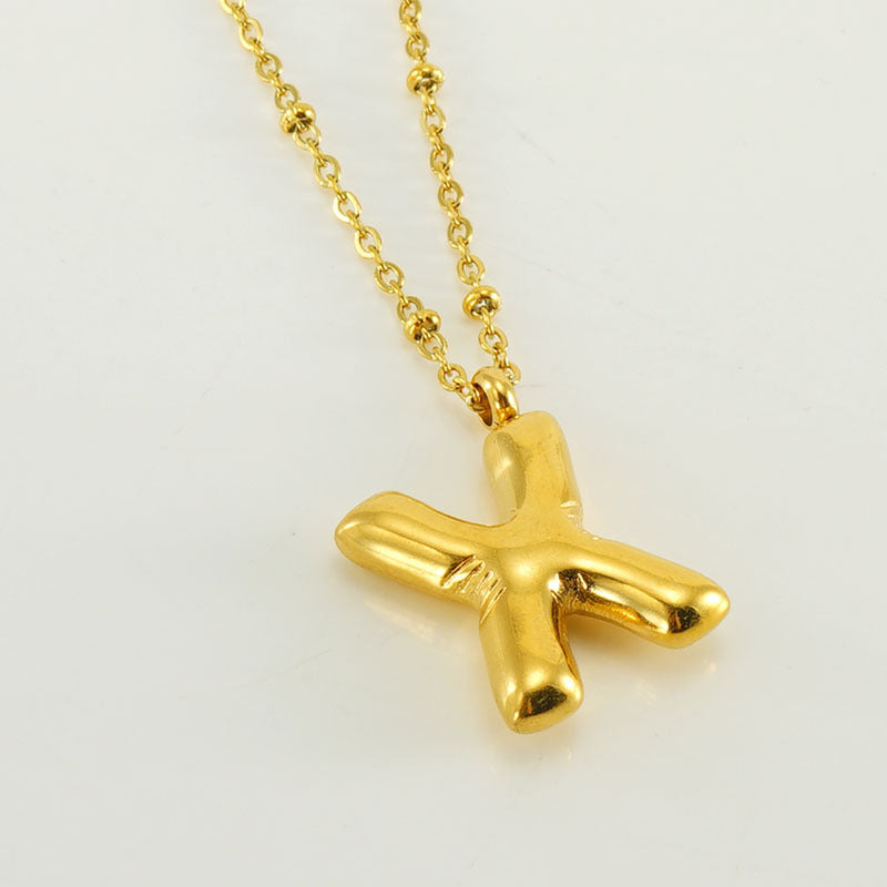 Bubble Letter Initial Necklace