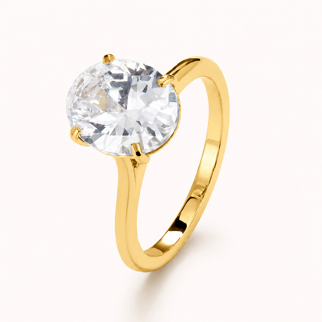 Oval Solitaire Diamond-Inspired Ring 3ct (Kavely)